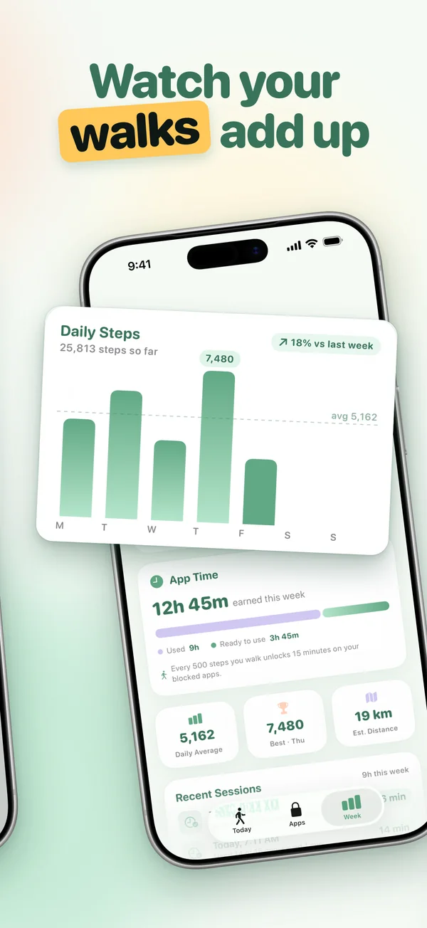 Watch your walks add up: the This Week screen